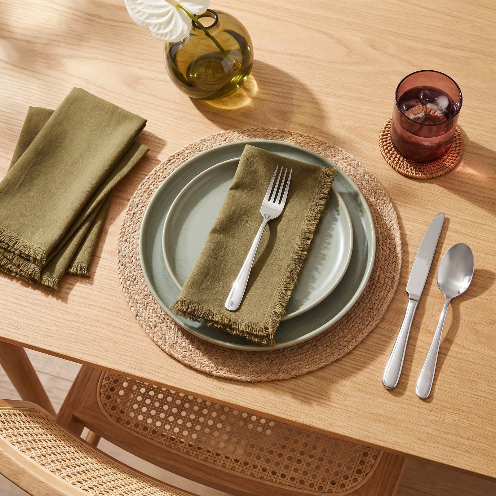Caseville Reversible Napkin, Olive