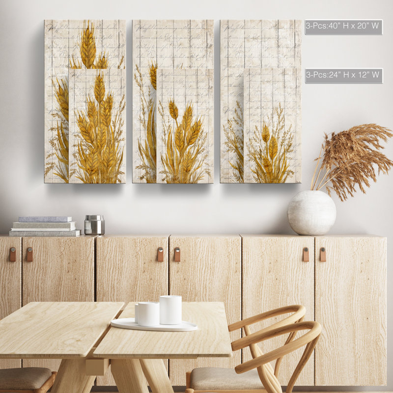 «Harvest Wheat» par Olivia Rose - ensemble de 3 impressions, H 24 po x l 36 po x P 1,5 po