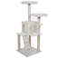 Arbre à chat PETMAKER 120 cm - Tour à chat en bois durable avec revêtement en moquette pelucheuse (blanc)
