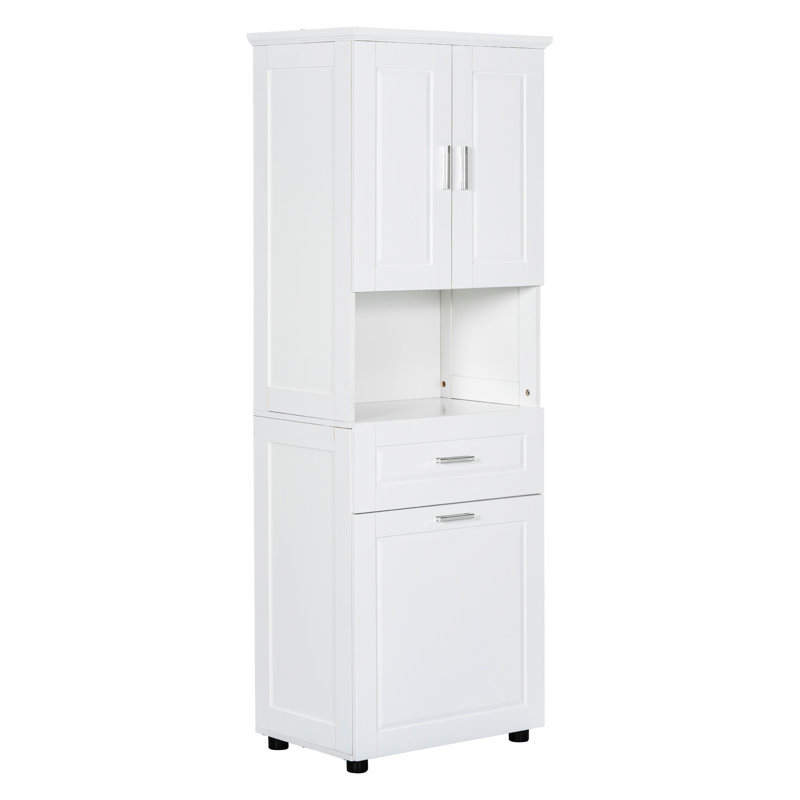 Rangement de salle de bain blanc - avec grand panier à linge et armoire avec panier à garniture