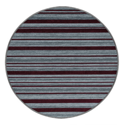 Machine Washable Horizontal Stripes Grey Area Rug
