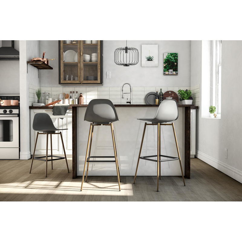 Ezzell Counter Stool with Metal Frame, Grey