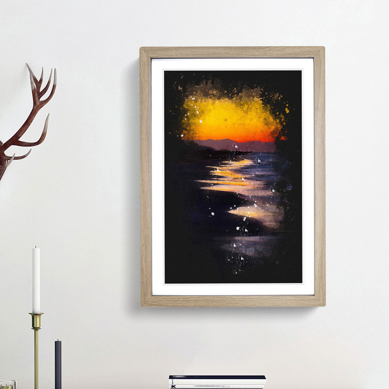'Beauty of the Beach' - Picture Frame Graphic Art Print, 87cm H x 62cm W x 2cm D, Oak Framed