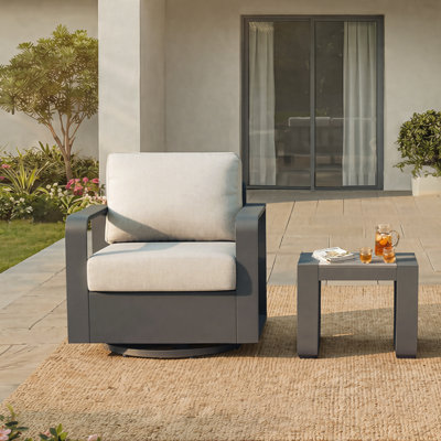 Fauteuil pivotant de patio avec table d'appoint