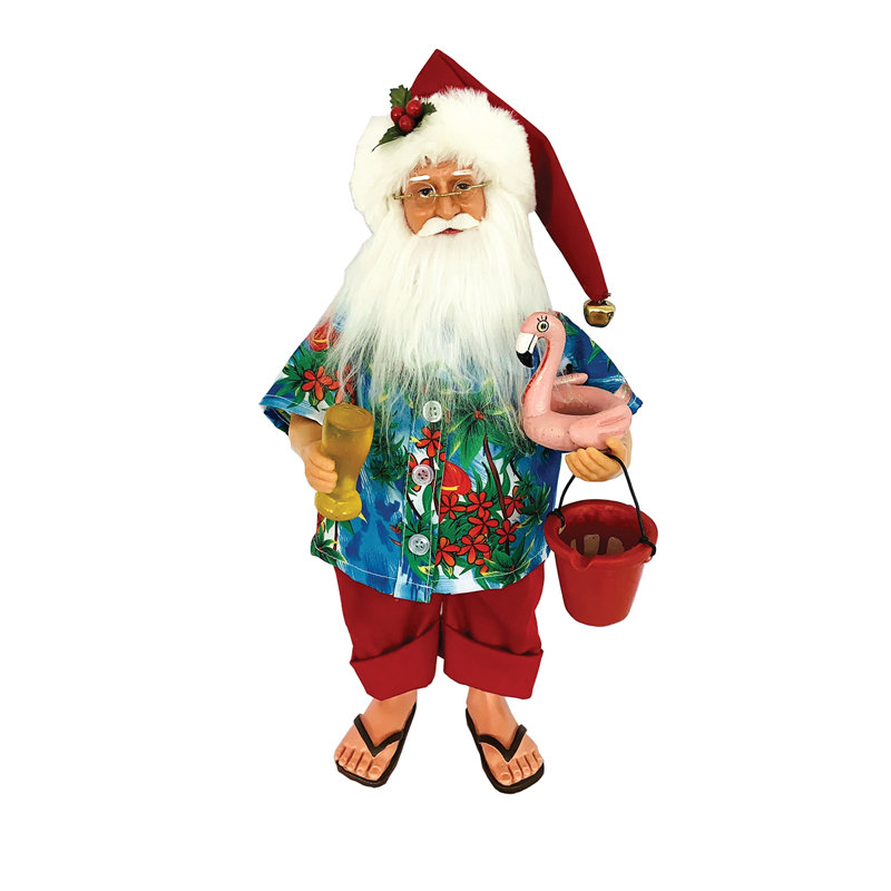 Santa with floating flamingo
