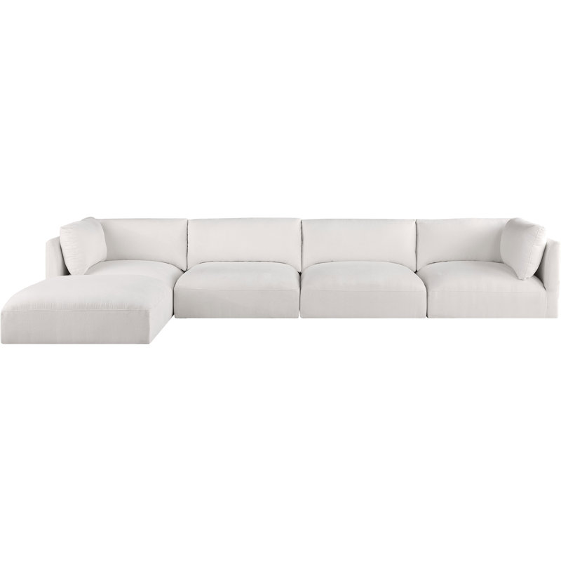 Iyani Upholstered L-Shaped Sectional Reversible, Cream Polyester Fabric