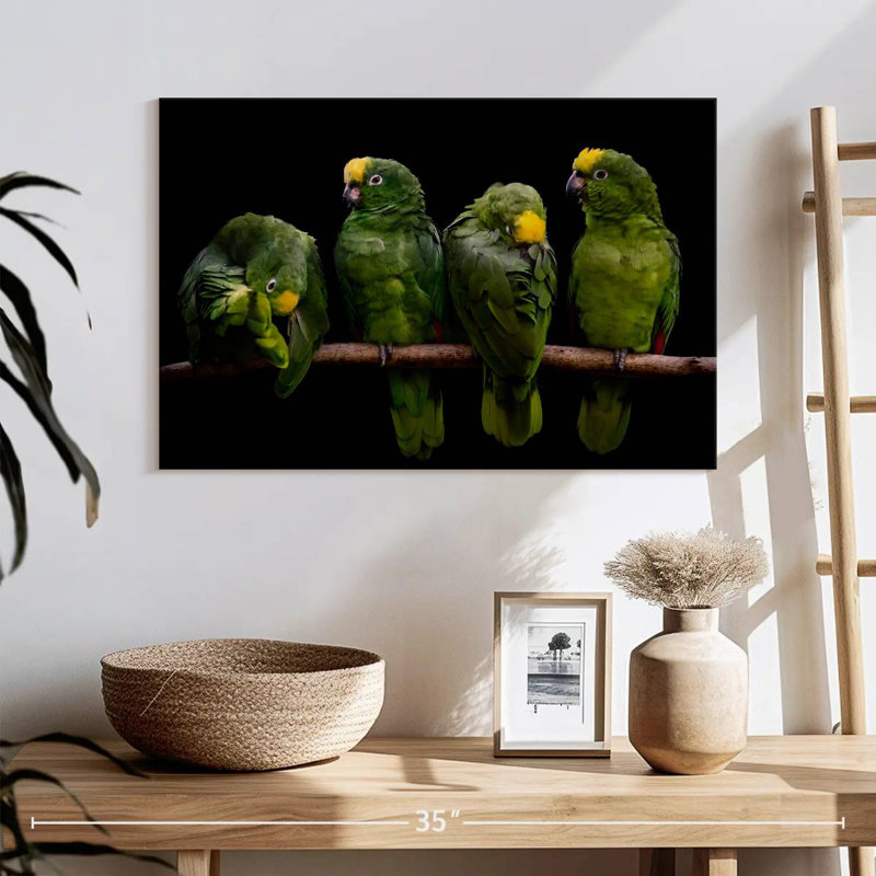 Crowned Parrots, 8" H x 12" W