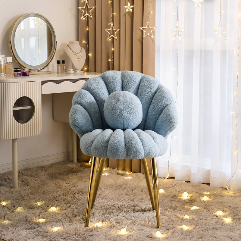 Lemley Shell-Shaped Vanity Chair, Blue