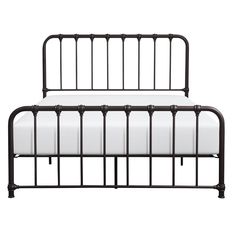 Metal Platform Bed With Dark Bronze Accent For Queen, Box Spring Not Compulsory, Bedroom Decor Queen Honor, Foundation Mandatory, Furnishing