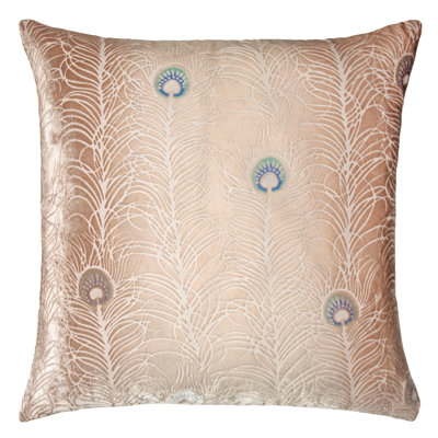Peacock Feather Square Velvet Pillow Cover & Insert