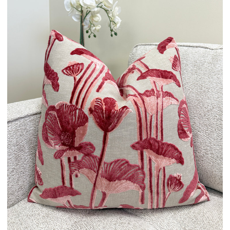 Housse de coussin en velours floral, Primrose, 20 x 20 po