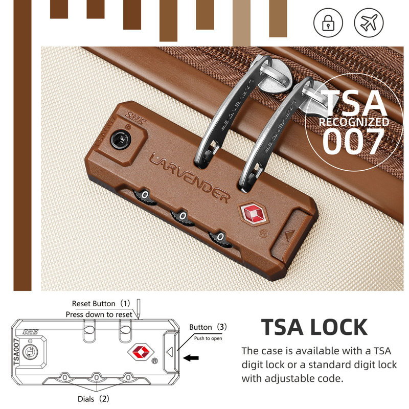 Ensemble de 6 valises rigides extensibles avec verrou TSA et sac de voyage