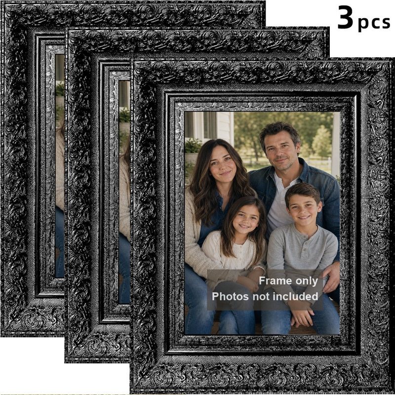 Cadre photo mural 3 pièces 8 "x 10" noir pour décor de vestibule