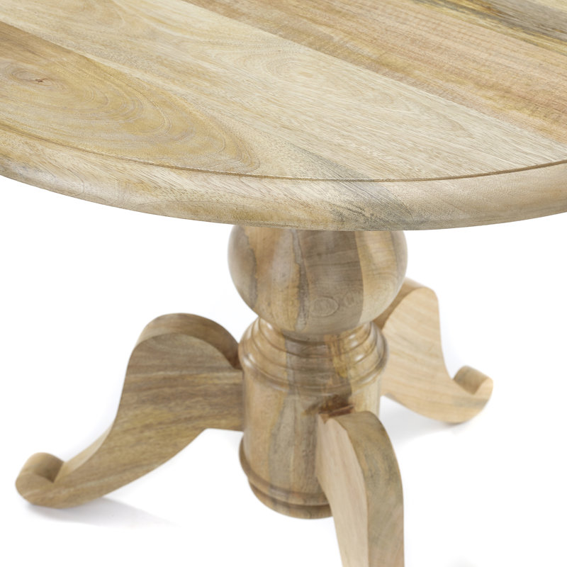Cram Round Solid Wood Dining Table, Light Oak