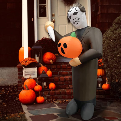 Tueur de citrouille effrayant d'Halloween gonflable de 6 pi avec décoration intégrée pour la fête des Fêtes pour l'intérieur, l'extérieur, la cour, le jardin, la pelouse
