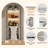 67.3'' Tall Wooden Corner Wine Bar Cabinet With Power Outlet, Open Shelf, Adjustable Shelves, Lights And Glass Rack