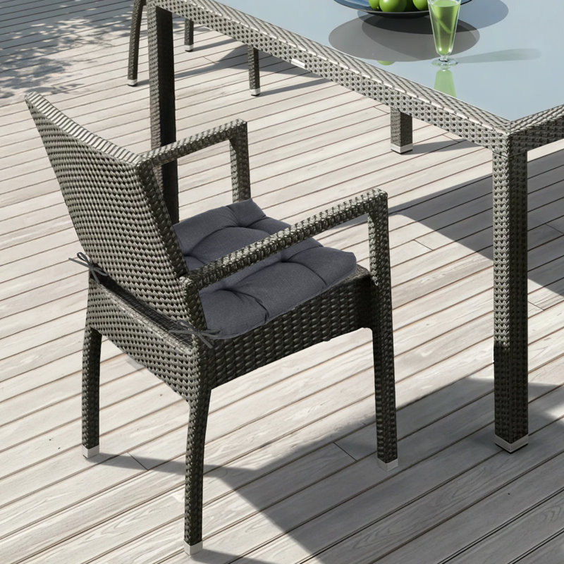 Coussins de chaise touffetés pour l'extérieur, Dark Gray