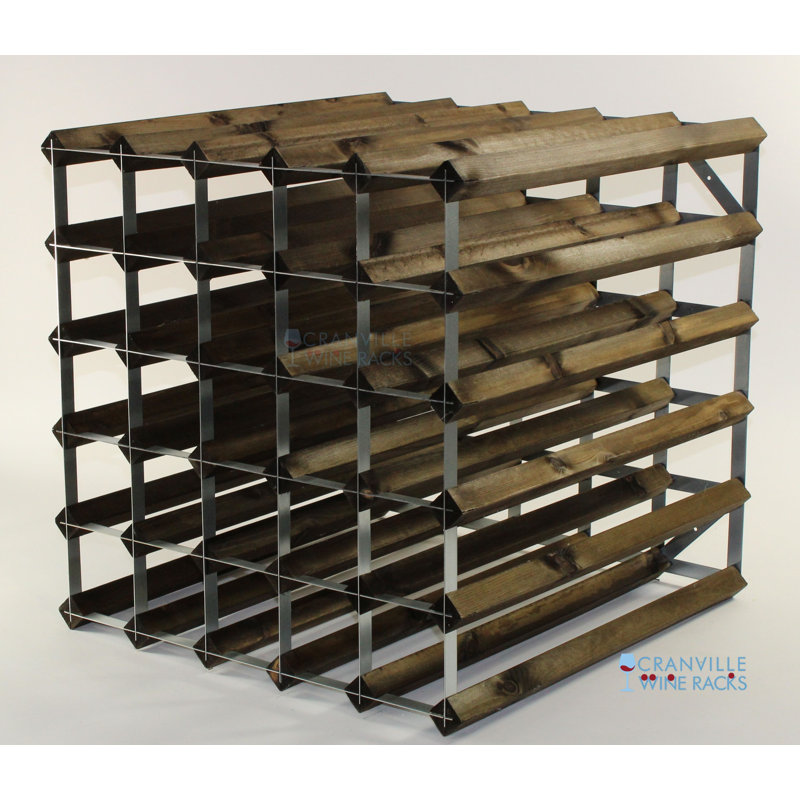 60 Bottle Floor Wine Bottle Rack, Dark Oak Stained Pine