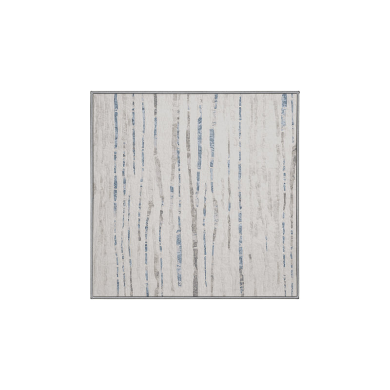 Machine Washable Gray Area Rug, Square 8'