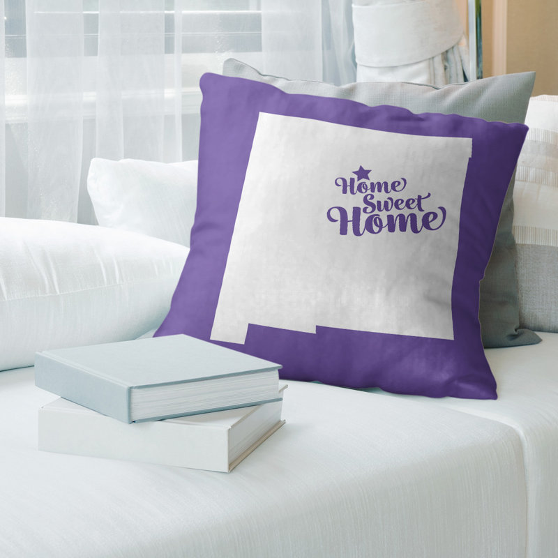 Coussin en lin us villes & states, Santa Fe, 26 po x 26 po, Mauve