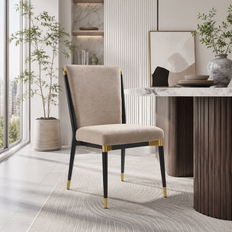 Chaise moderne sans accoudoirs, Noir et brun