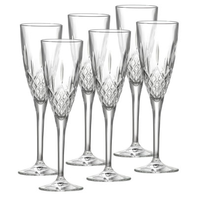 Barski - Verres - Coffret de 6 - Cristal taillé - Flûtes à champagne - Fabriqué en Europe