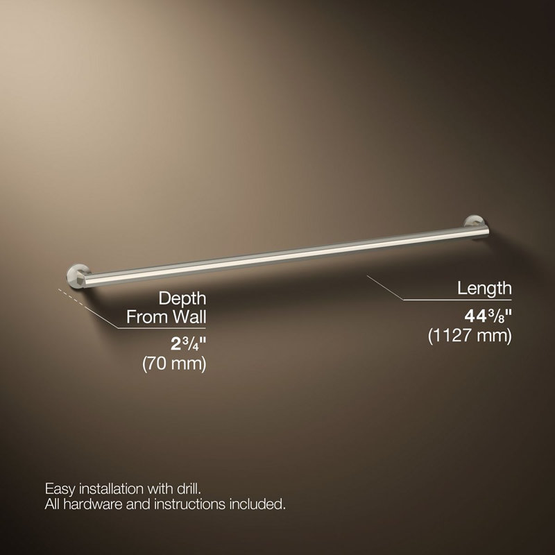 Components™ 18-In Grab Bar, 42" W, Polished Nickel