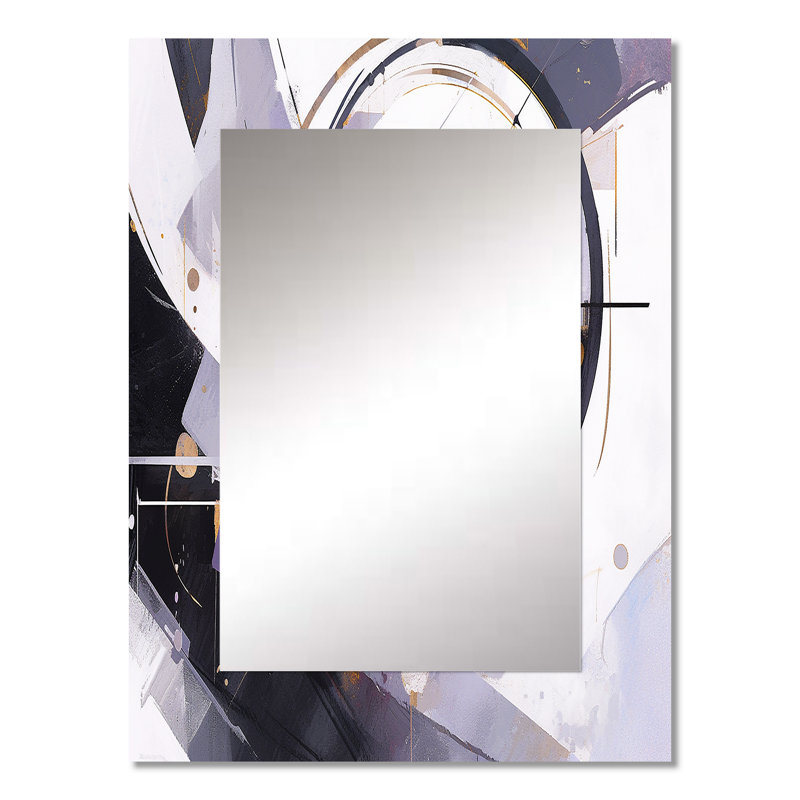 Tourbillons aux multiples facettes mauves - miroir cubique, miroir mural mauve unique, impression d'art en métal