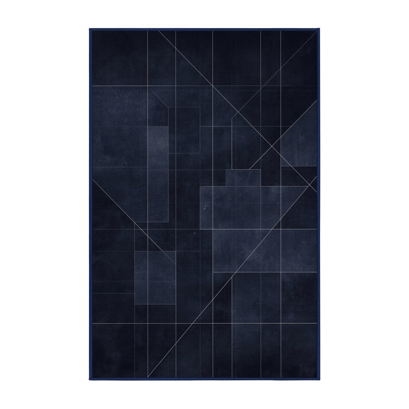 Tapis gris à motif géométrique lavable à la machine, 5 x 8