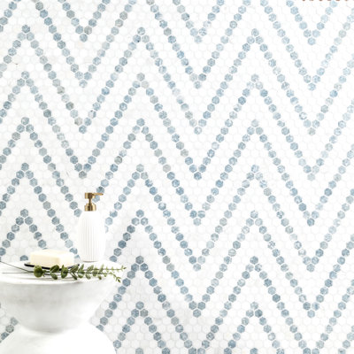 Carreau de mosaïque de plancher et de mur en marbre poli 11 po x 14 po