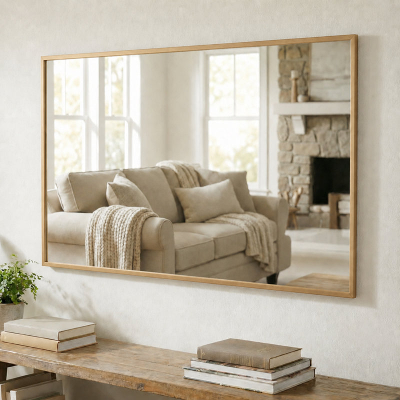 Champagne Bronze Metal Framed Wall Mirror, Bathroom Mirror and Vanity Mirror, Washington Collection, 20" x 24", Rectangle