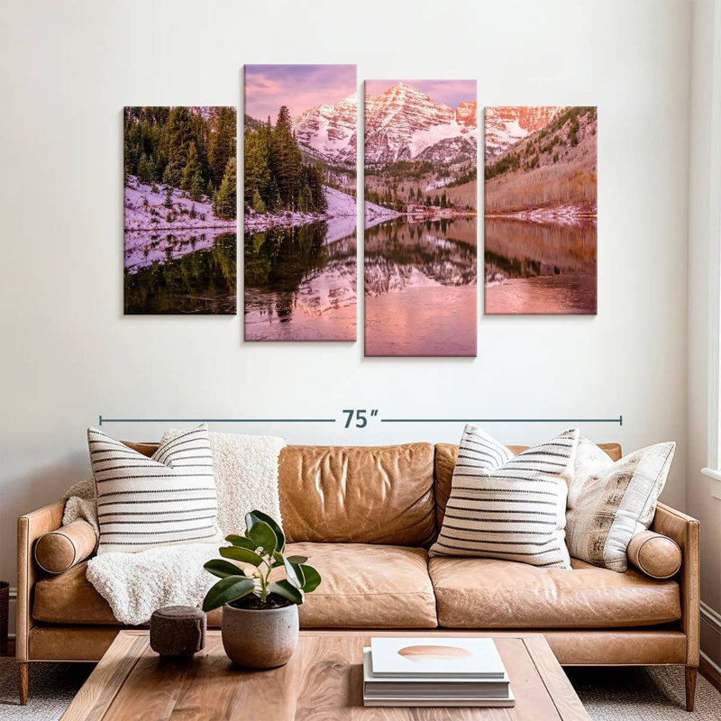 Alvord Maroon Bells, lever de soleil rose, H 42 po x l 68 po