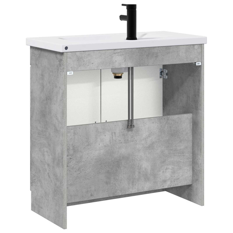 Vanity & Mirror Set, Concrete Grey