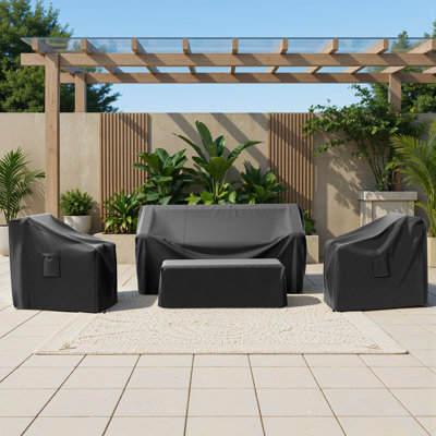 Housse pour meubles d'extérieur imperméable Wildred, ensemble de meubles de patio 4 pièces pour canapé d'extérieur, chaises de jardin, table basse, coupe-vent avec sangle à boucle