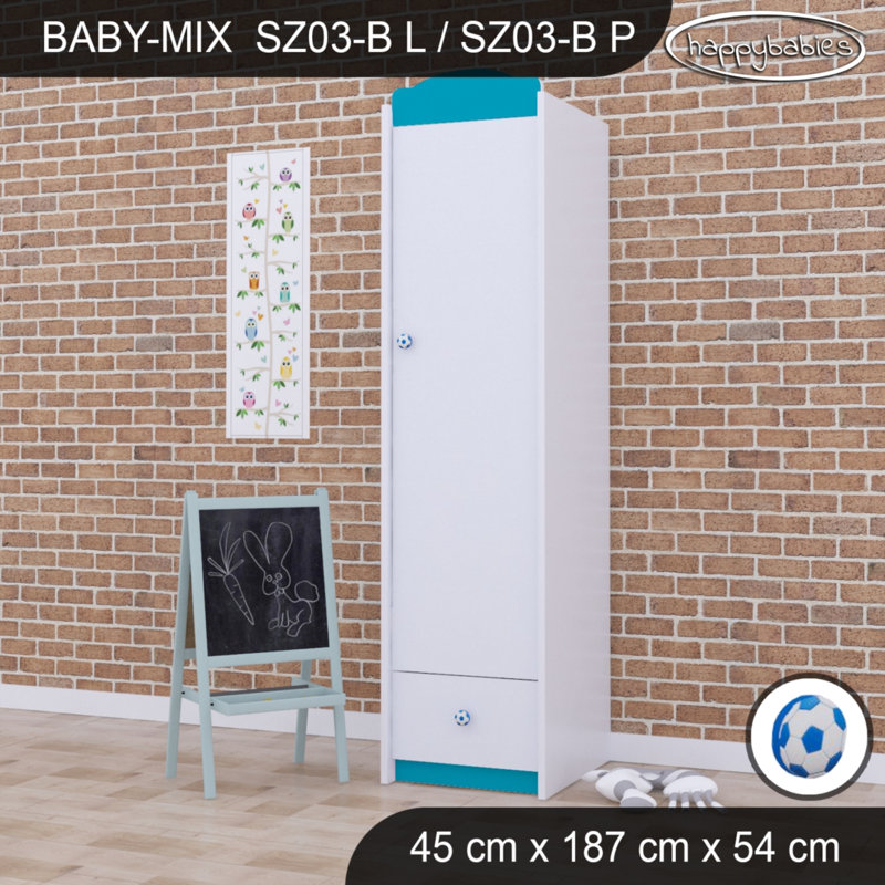 Baby Mix Ball 1 Door Wardrobe, Blue