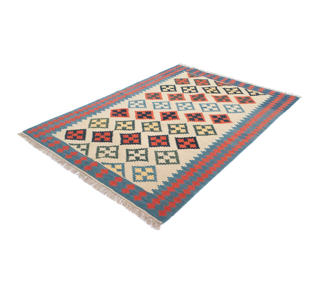 Handmade Kilim Wool Beige Indoor/Outdoor Rug
