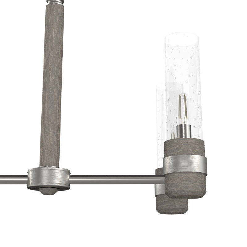 River Mill 6 - Light Kitchen Island Linear Chandelier, Brushed Nickel