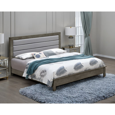 Lit double en similicuir gris Imatra