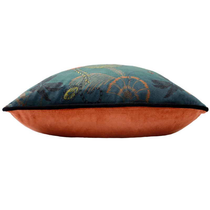 Tropica Cheetah Floral Square Scatter Cushion, Teal, Polyester/Polyfill