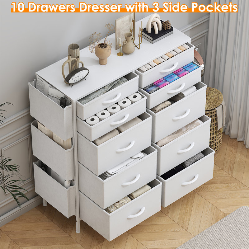 80cm W 10 - Drawer Chest of Drawers, White