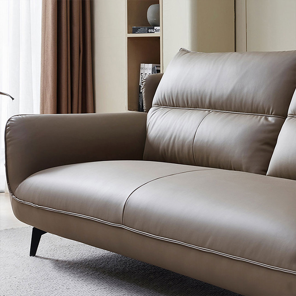 RISVOL Modern minimalist style artificial leather coffee-colored sofa ...