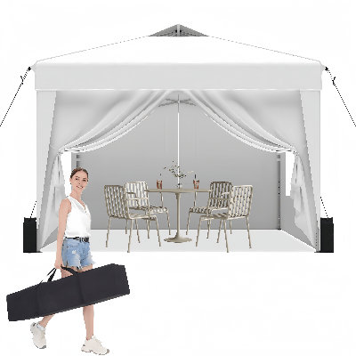 Auvent pliable 10 pi x 10 pi avec 4 parois latérales amovibles et imperméables à hauteur réglable pour abri de plein air pour plus de 50 tentes portatives pour les fêtes