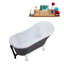 Baignoire de trempage sur pieds en acrylique 55 "avec bonde, pattes et plateau en bambou Streamline-66367048-76099835
