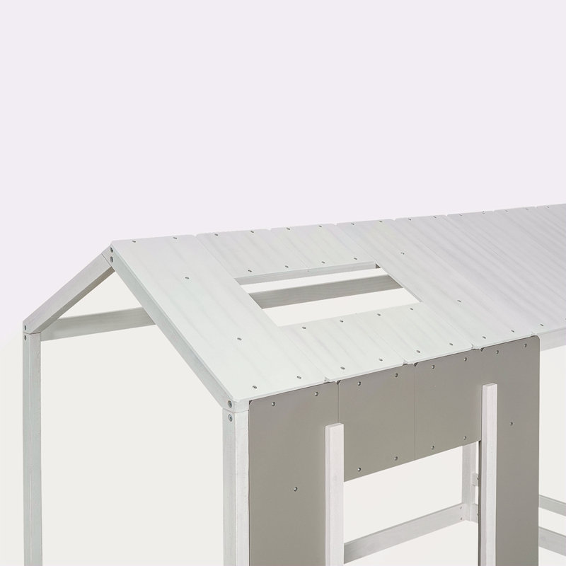 Plateforme pour lit simple avec toit et fenêtre