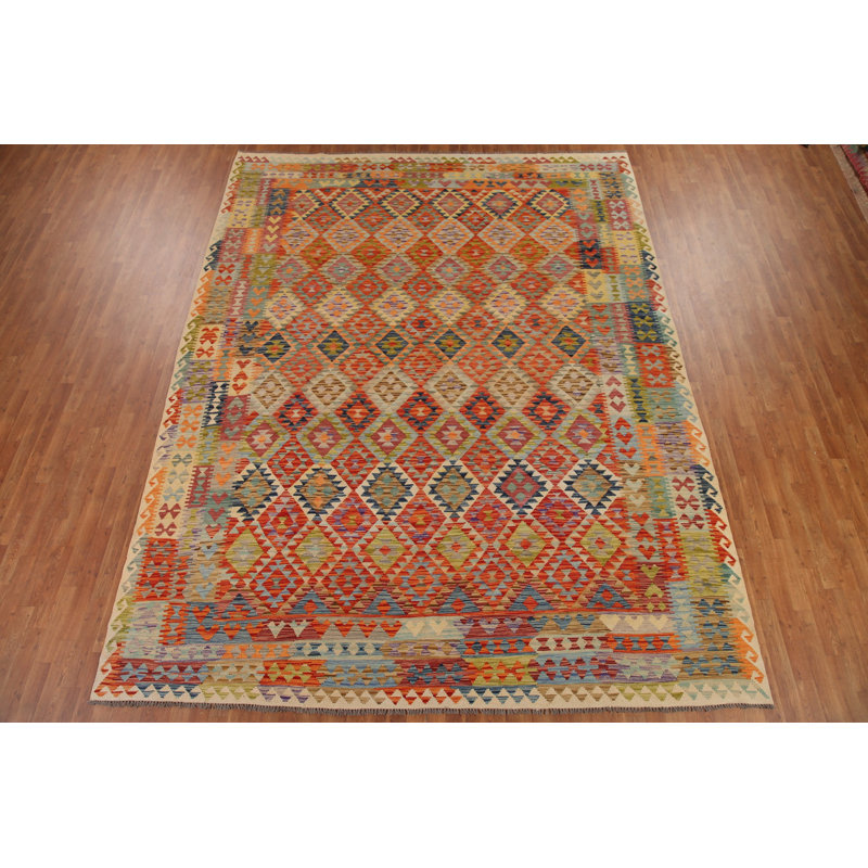 Geometric Kilim Wool Area Rug 10x13