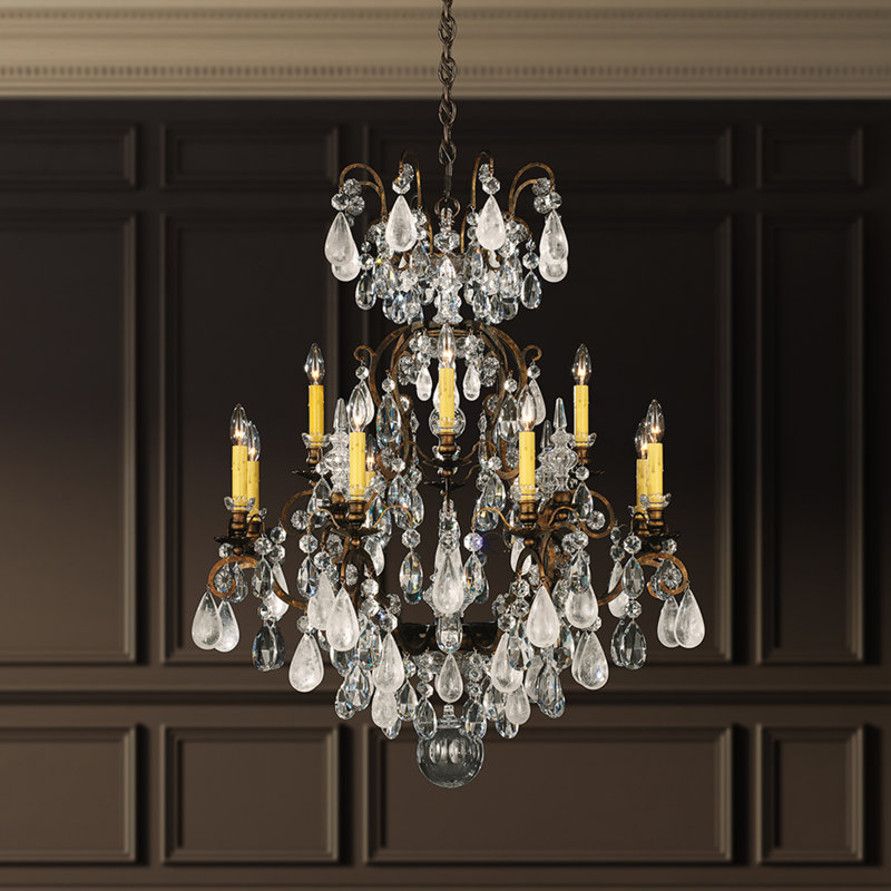 Renaissance 13 - Light Chandelier, Black, Rock Clear