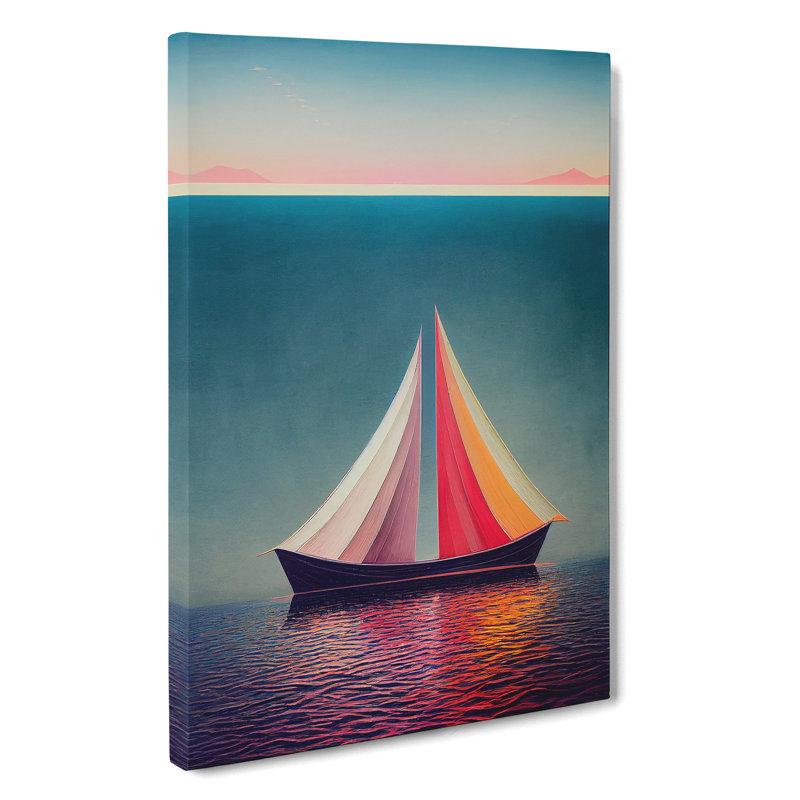 Boat on the Ocean Watercolour No.3 - Wrapped Canvas, 50cm H x 35cm W x 3cm D