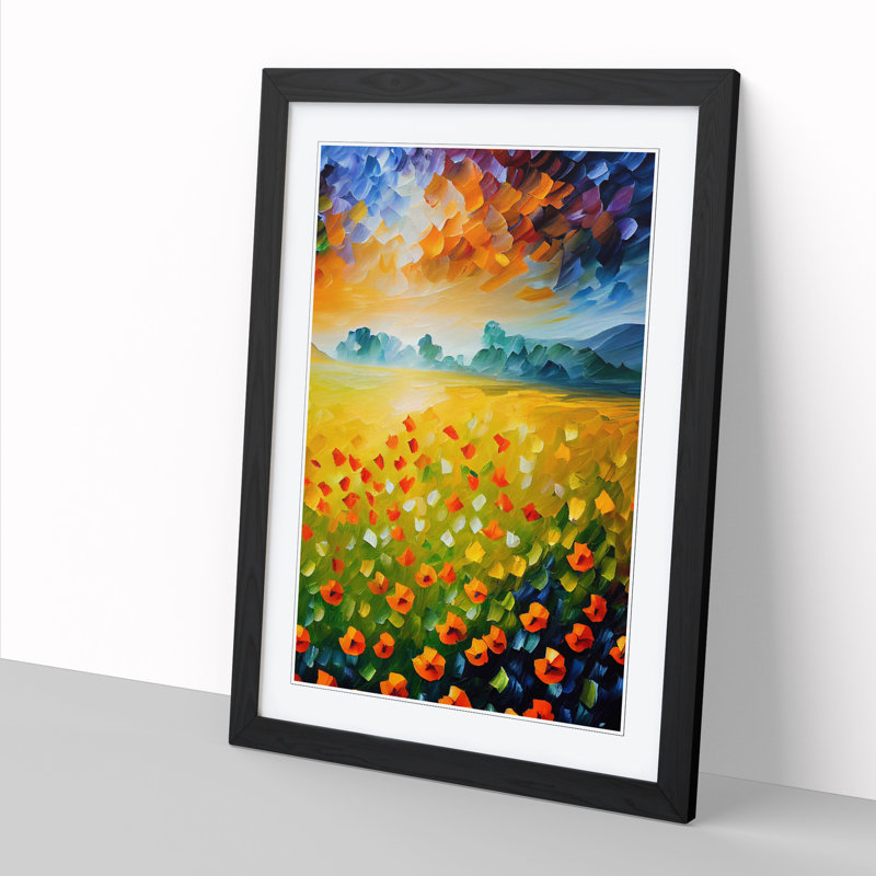 Leonelle Poppy Field Painted Vol.3 Framed Print, 34cm H x 25cm W x 2cm D, Walnut