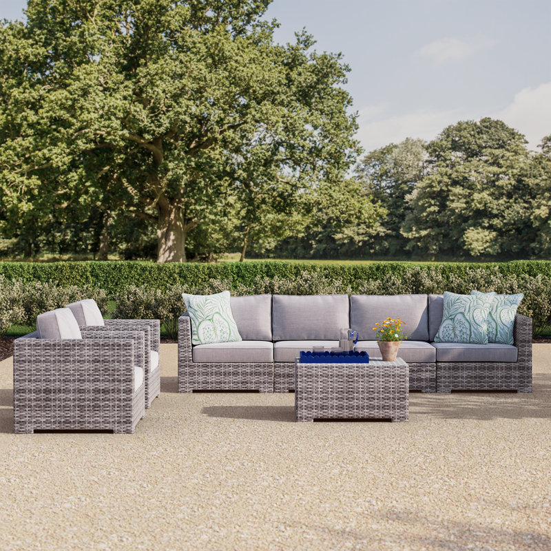 Carruthers Wicker Fully Assembled 6 - Person Seating Group with Cushions