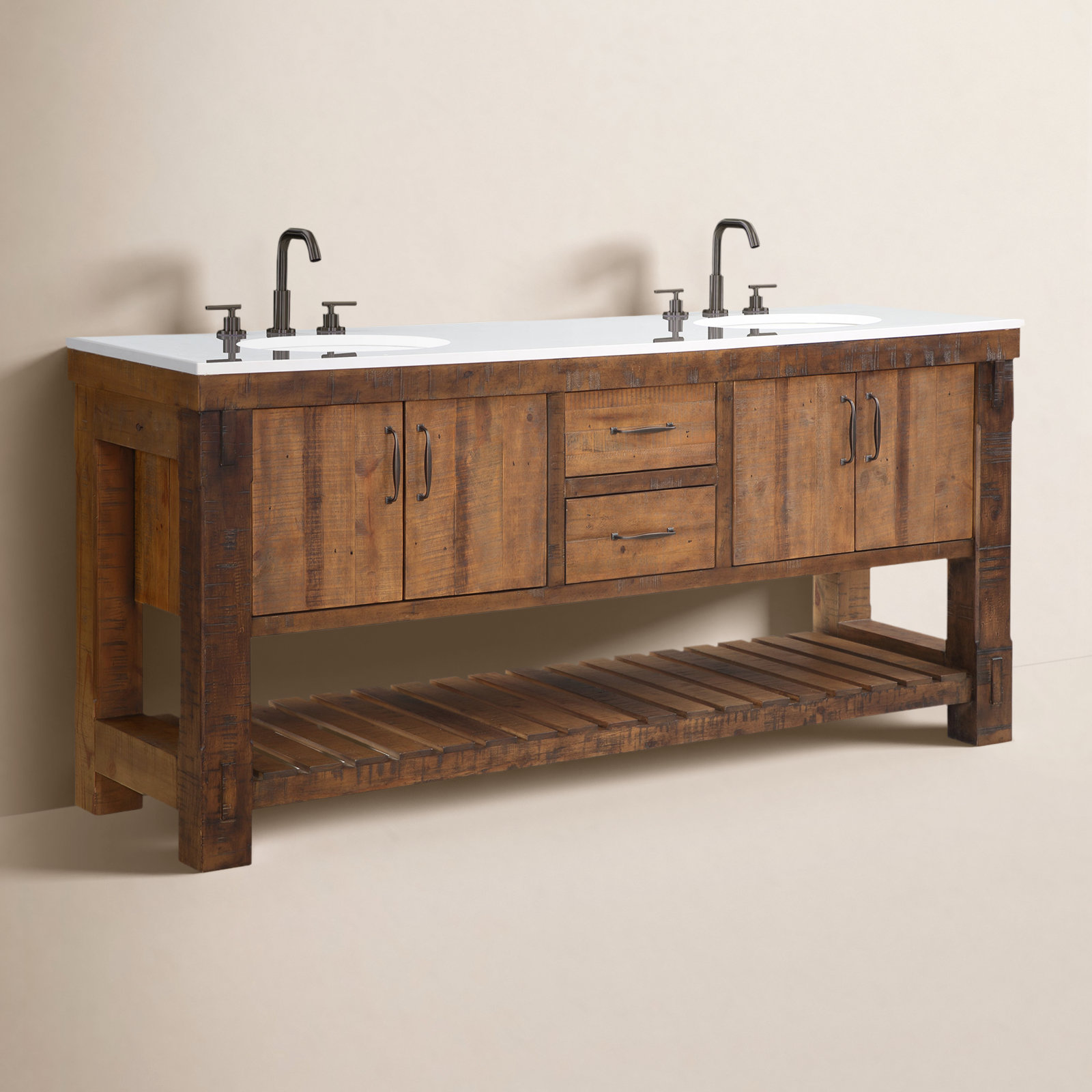 Bromley 72" Pine Double Bathroom Vanity